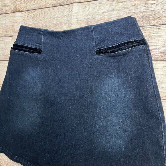 Copper Key Women's Medium Denim Mini Skirt Dark Wash Back Zip Casual A-Line - Picture 7 of 9